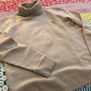 Lauren Ralph Lauren taupe classic cotton turtleneck long sleeve sweater/top